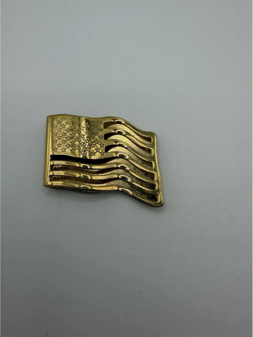 Vintage Avon Money Clip American Flag Gold Tone Money Clip
